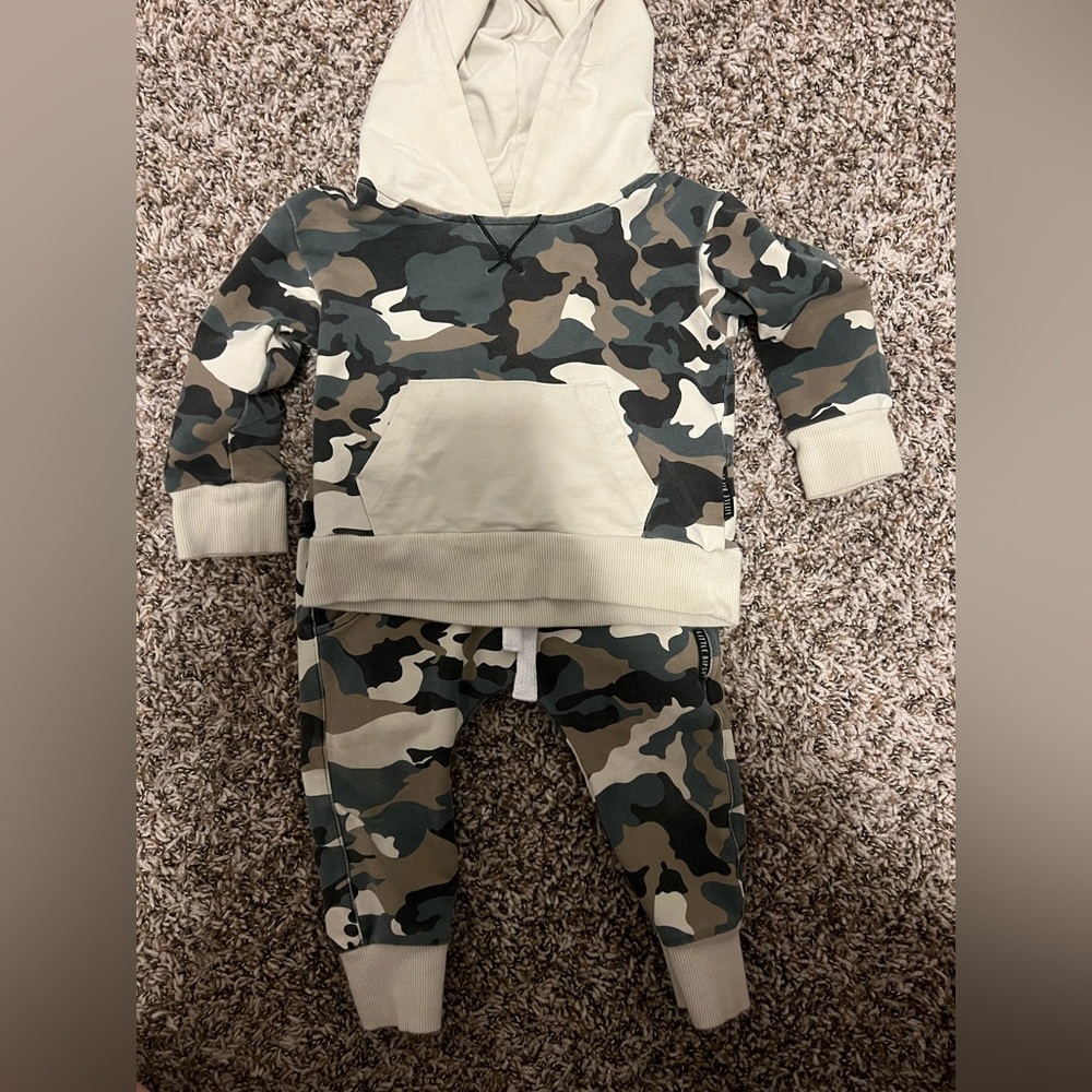 Little Bipsy Camo Kids Matching Set - Cream and Green